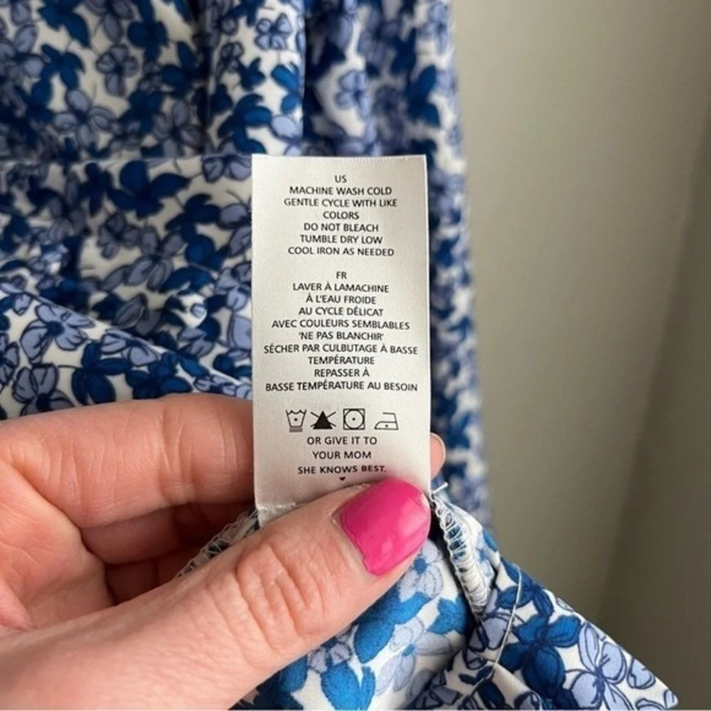 Cooper & Ella Blue Ditsy Floral Peasant Blouse Size Small Coastal Bloomcore Boho - Picture 10 of 10